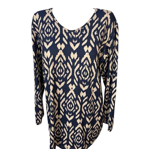 Cherryloom Tops - Cherryloom Tunic Top Womens Size 3XL Blue Off White Scoop Neck